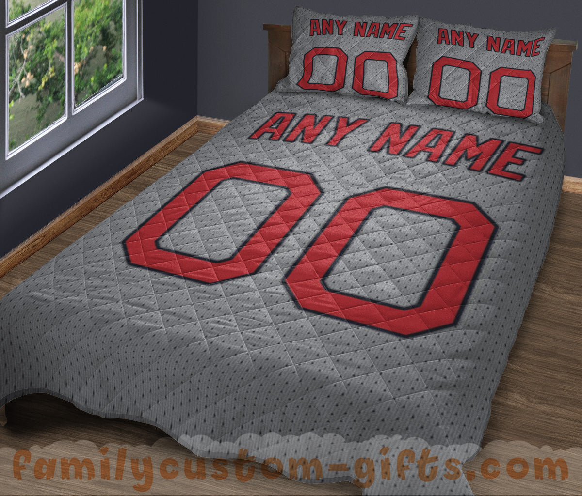 Custom Quilt Sets Boston Jersey Personalized Baseball Premium Quilt Bedding for Boys Girls Men Women