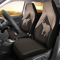 Thumbnail for Custom Car Seat Cover Elephant Beige 3D Silver Metal Seat Covers for Cars