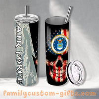 Thumbnail for Custom Skinny Tumbler for Men & Dad Air Force Veterans USA Flag Personalized 20 oz Skinny Tumbler