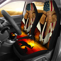 Thumbnail for Custom Car Seat Cover Elepehant Sunset American Flag Seat Covers for Cars