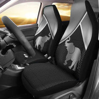 Thumbnail for Custom Car Seat Cover Elephant Print 3D Silver Metal Seat Covers for Cars