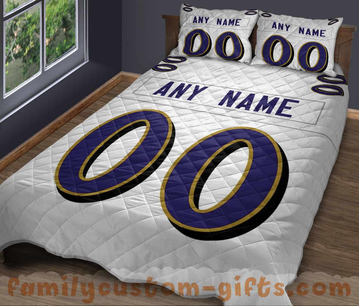 Custom Quilt Sets Baltimore Jersey Personalized Football Premium Quilt Bedding for Men Women