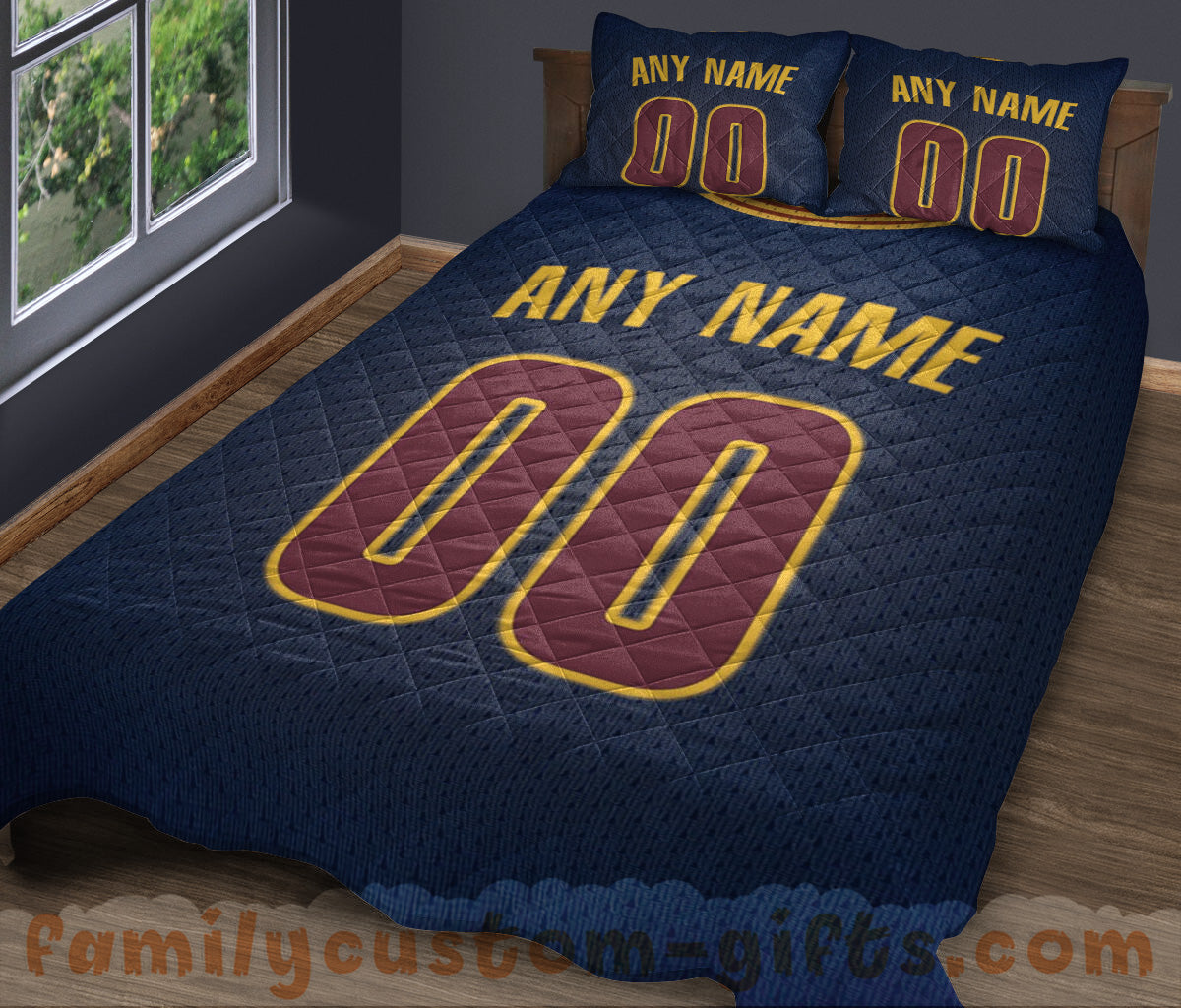 Custom Quilt Sets Cleveland Jersey Personalized Basketball Premium Quilt Bedding for Men Women