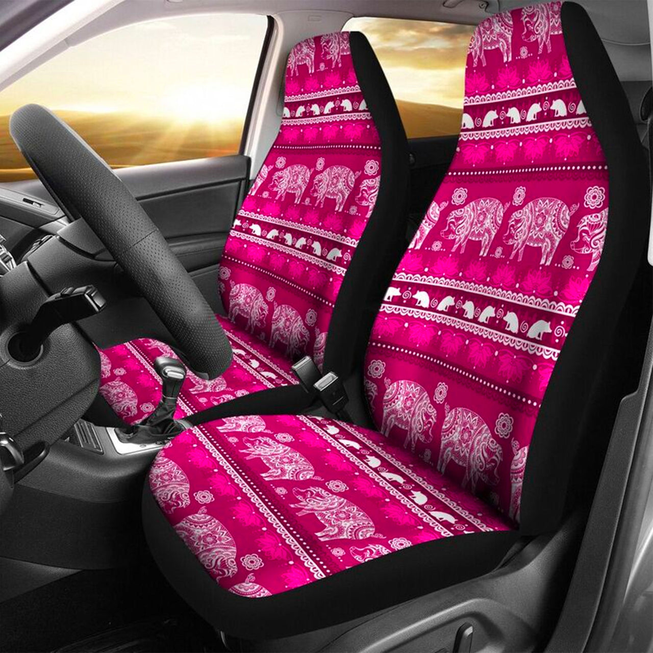 Custom Car Seat Cover Pig Watercolor Seamless Pattern Seat Covers for Cars