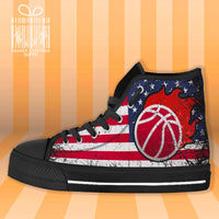 Thumbnail for Basketball American USA Flag High Top Canvas Shoes for Men Women 3D Prints Fashion Sneakers