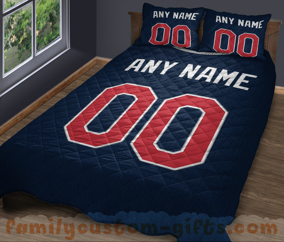 Custom Quilt Sets Atlanta Jersey Personalized Baseball Premium Quilt Bedding for Boys Girls Men Women