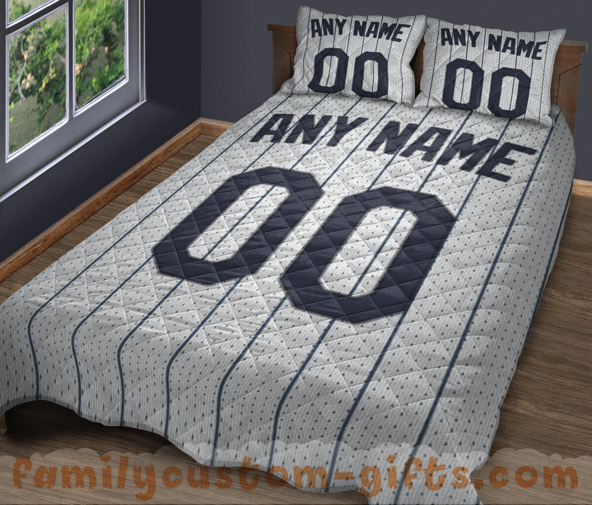 Custom Quilt Sets New York Jersey Personalized Baseball Premium Quilt Bedding for Men Women