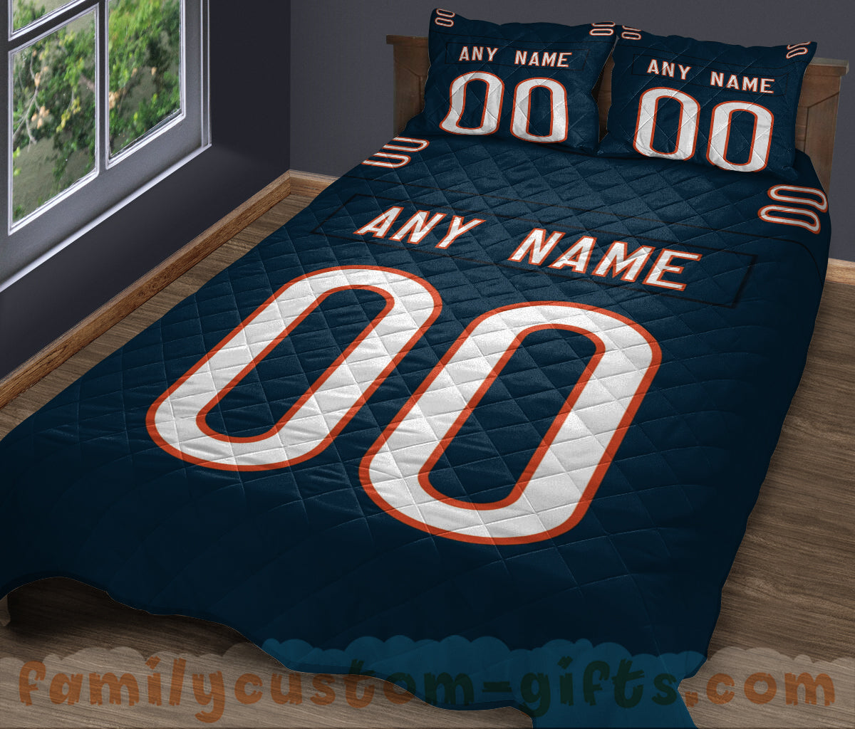 Custom Quilt Sets Chicago Jersey Personalized Football Premium Quilt Bedding for Boys Girls Men Women