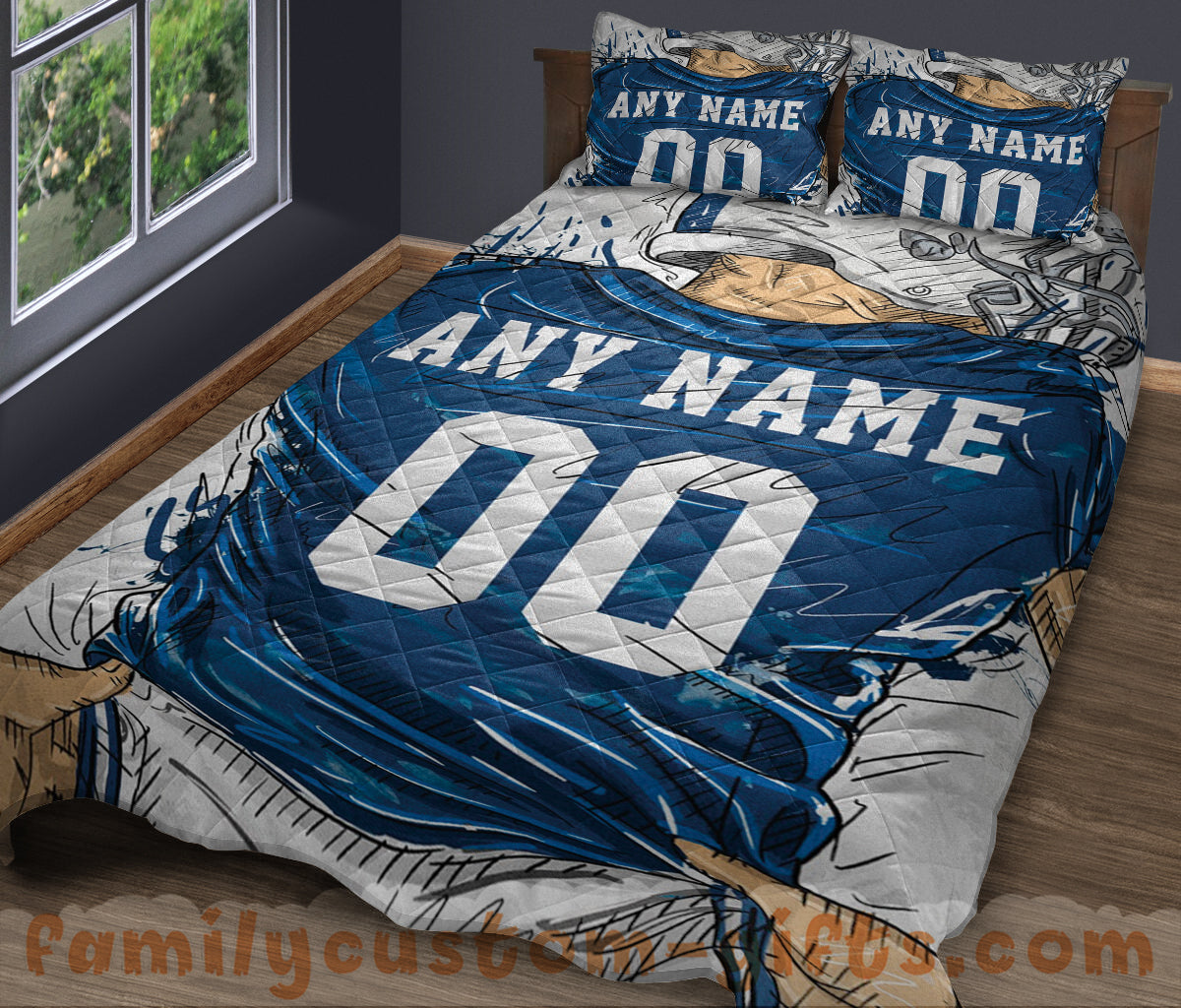 Custom Quilt Sets Indianapolis Jersey Personalized Football Premium Quilt Bedding for Men Women