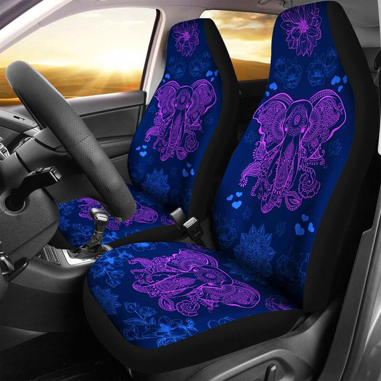 Custom Car Seat Cover Mandala Flower Elephant Seat Covers for Cars