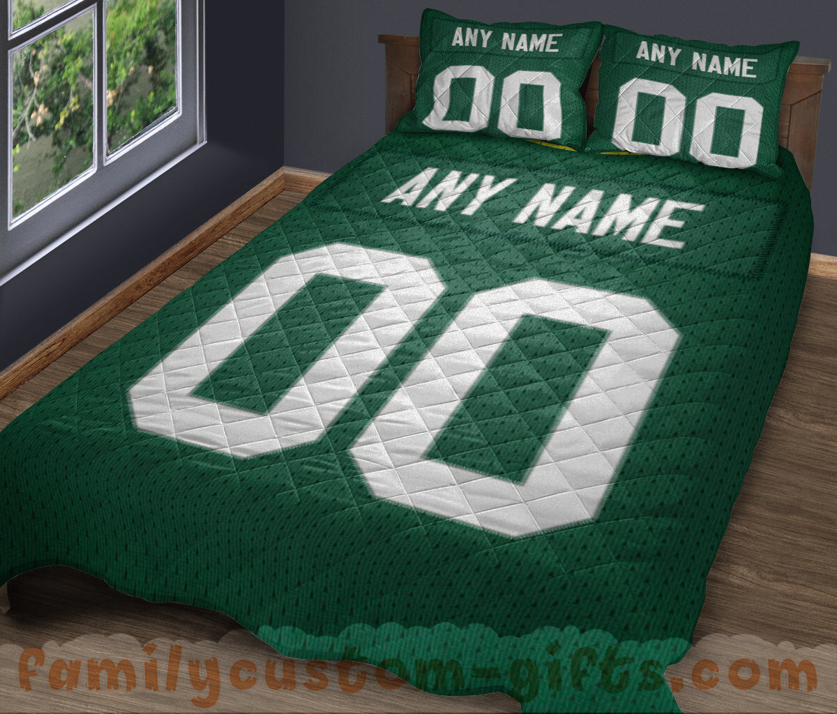 Custom Quilt Sets Green Bay Jersey Personalized Football Premium Quilt Bedding for Men Women