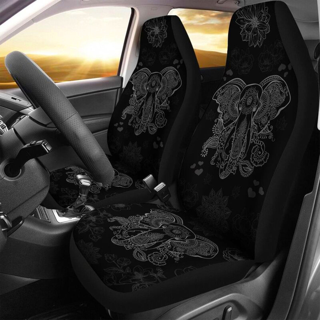 Custom Car Seat Cover Mandala Flower Elephant Seat Covers for Cars