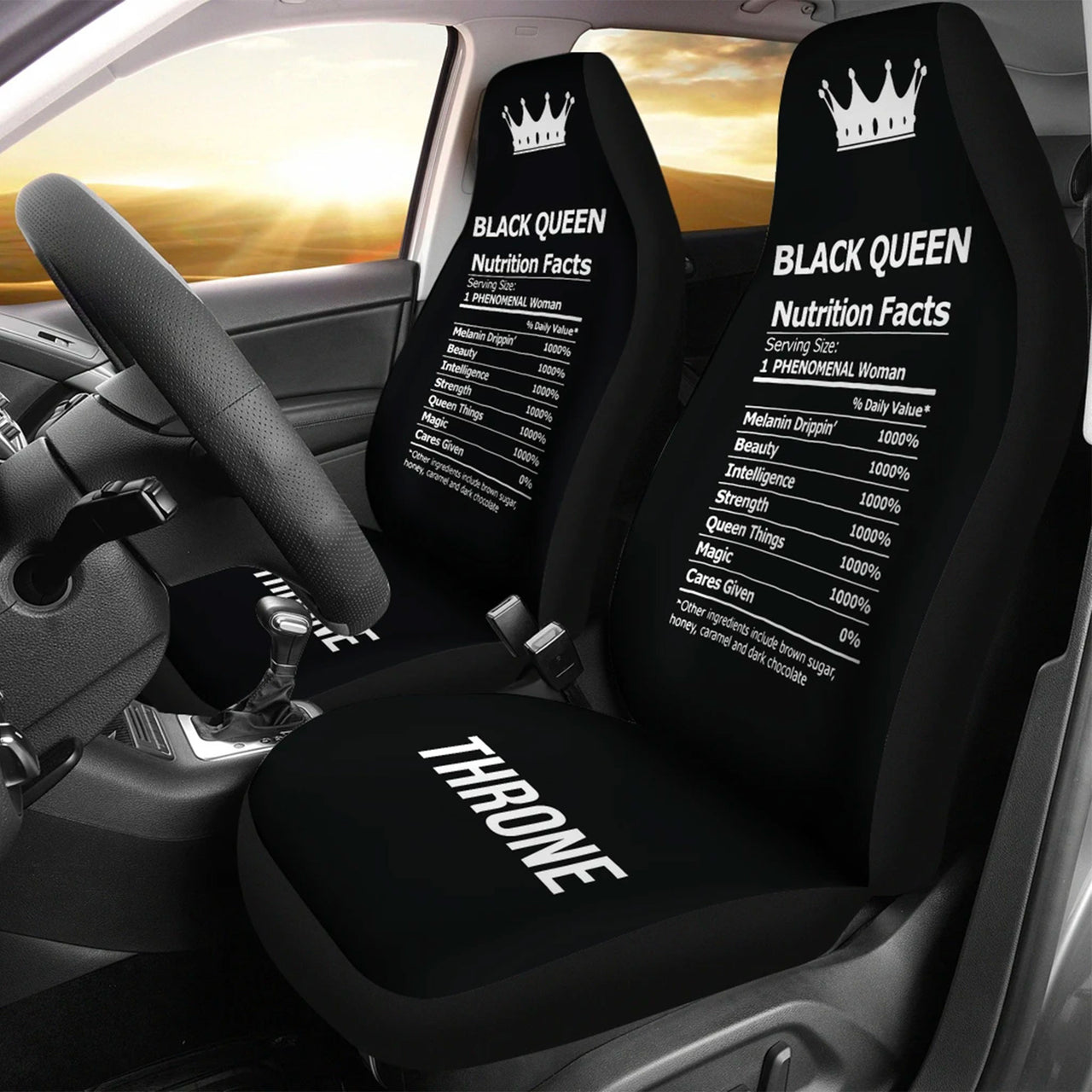 Custom Car Seat Cover Black Queen Nutritional Facts Seat Covers for Cars