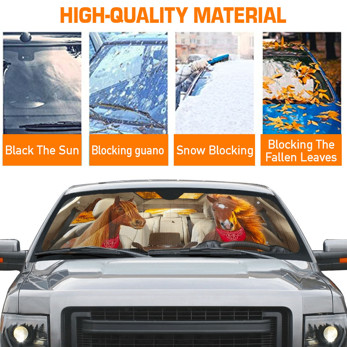 Custom Windshield Sun Shade for Car Fun Cute Horse Driver Car Sun Shade - Car Accessory