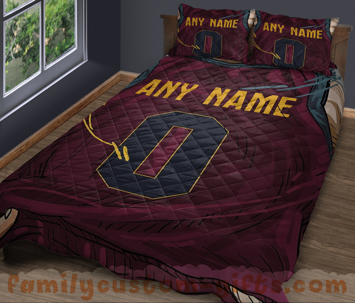 Custom Quilt Sets Cleveland Jersey Personalized Basketball Premium Quilt Bedding for Men Women