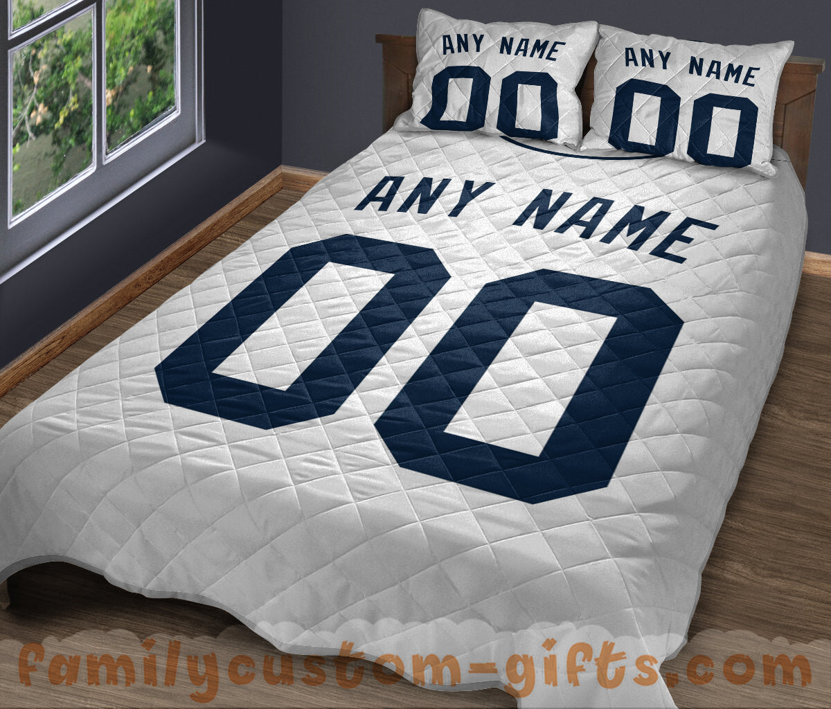 Custom Quilt Sets Detroit Jersey Personalized Baseball Premium Quilt Bedding for Boys Girls Men Women