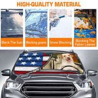 Thumbnail for Custom Windshield Sun Shade for Car Labrador Retriever American Flag Zipper Driving Car Sun Shade