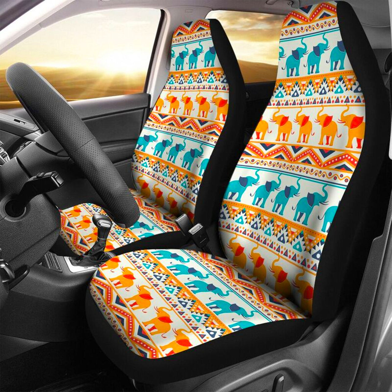 Custom Car Seat Cover Elephant Seamless Print Seat Covers for Cars
