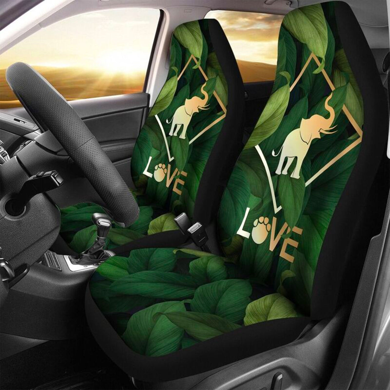 Custom Car Seat Cover Elephant Love Foliage Seat Covers for Cars
