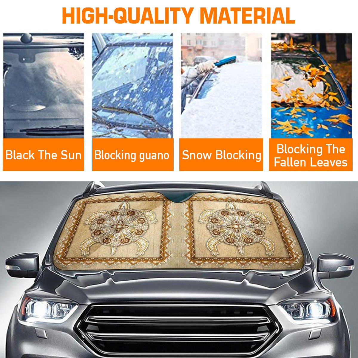 Custom Windshield Sun Shade for Car Native American Turtle Car Sun Shade - Car Accessory