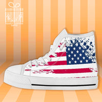 Thumbnail for American Flag Retro Grunge High Top Canvas Shoes for Men Women 3D Prints Fashion Sneakers