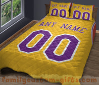 Thumbnail for Custom Quilt Sets Los Angeles Jersey Personalized Basketball Premium Quilt Bedding for Men Women