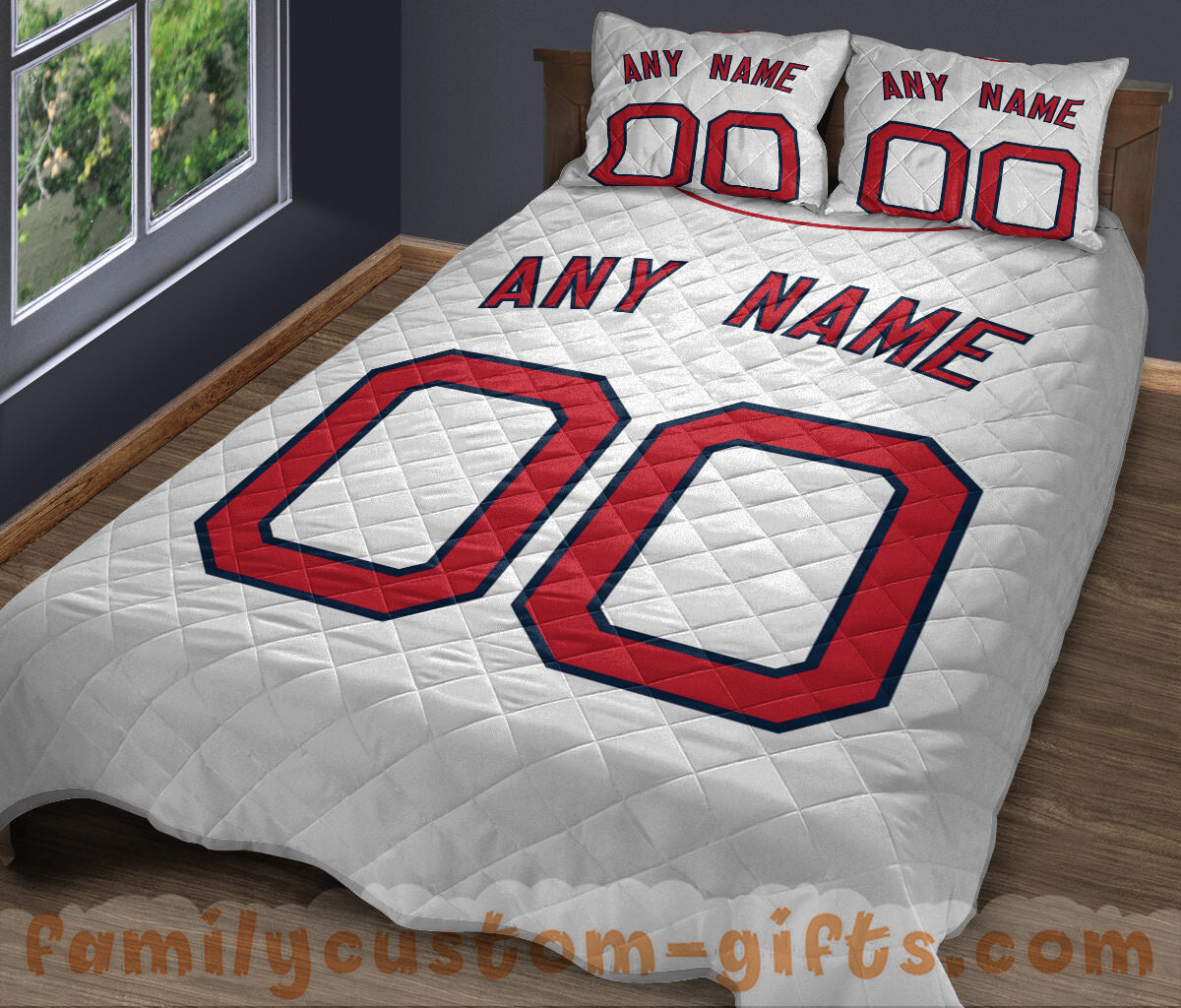 Custom Quilt Sets Boston Jersey Personalized Baseball Premium Quilt Bedding for Boys Girls Men Women