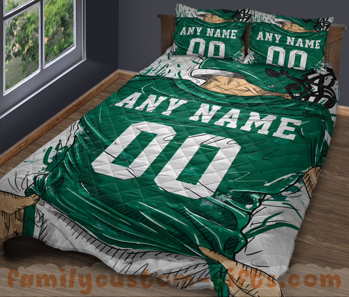 Custom Quilt Sets New York Jersey Personalized Football Premium Quilt Bedding for Boys Girls Men Women
