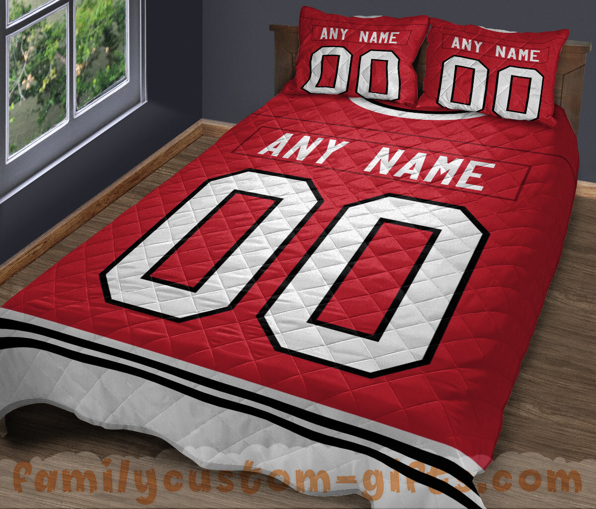 Custom Quilt Sets Chicago Jersey Personalized Ice hockey Premium Quilt Bedding for Men Women