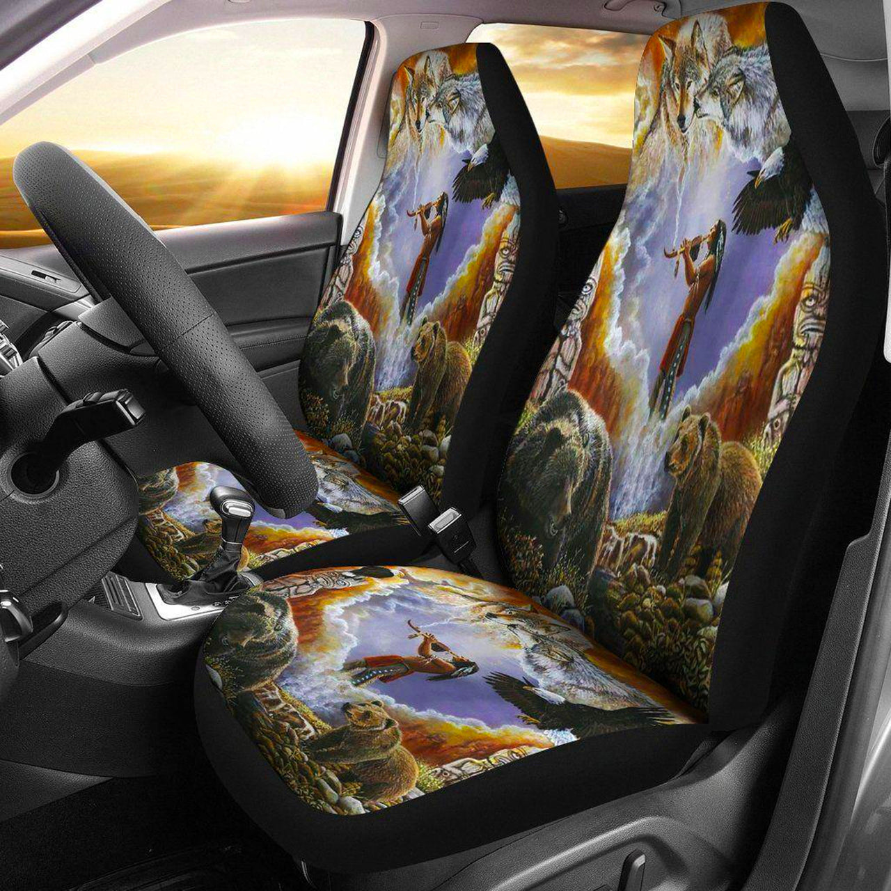 Custom Car Seat Cover Calling The Totems Native American Seat Covers for Cars
