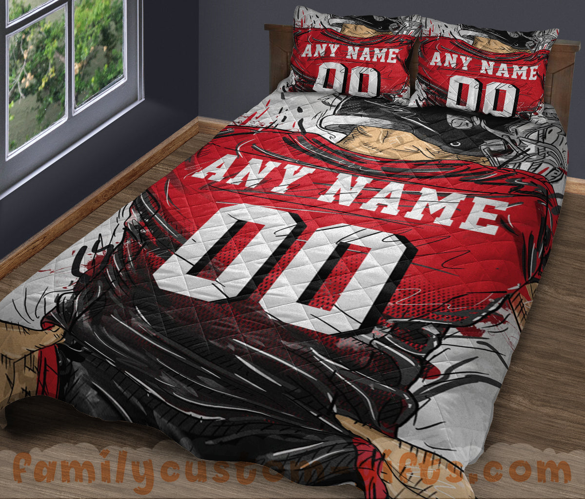 Custom Quilt Sets Atlanta Jersey Personalized Football Premium Quilt Bedding for Boys Girls Men Women