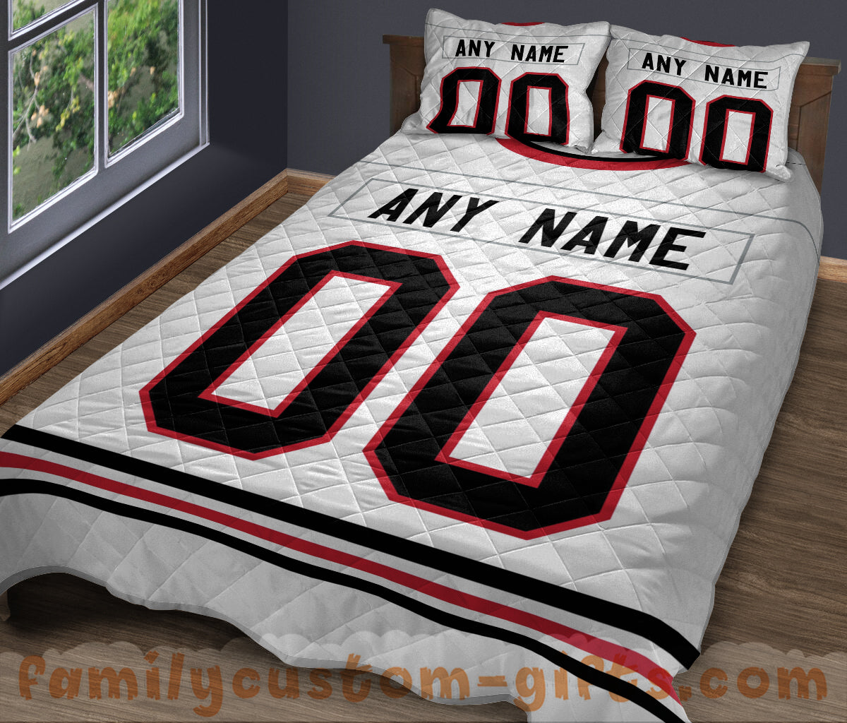 Custom Quilt Sets Chicago Jersey Personalized Ice hockey Premium Quilt Bedding for Men Women