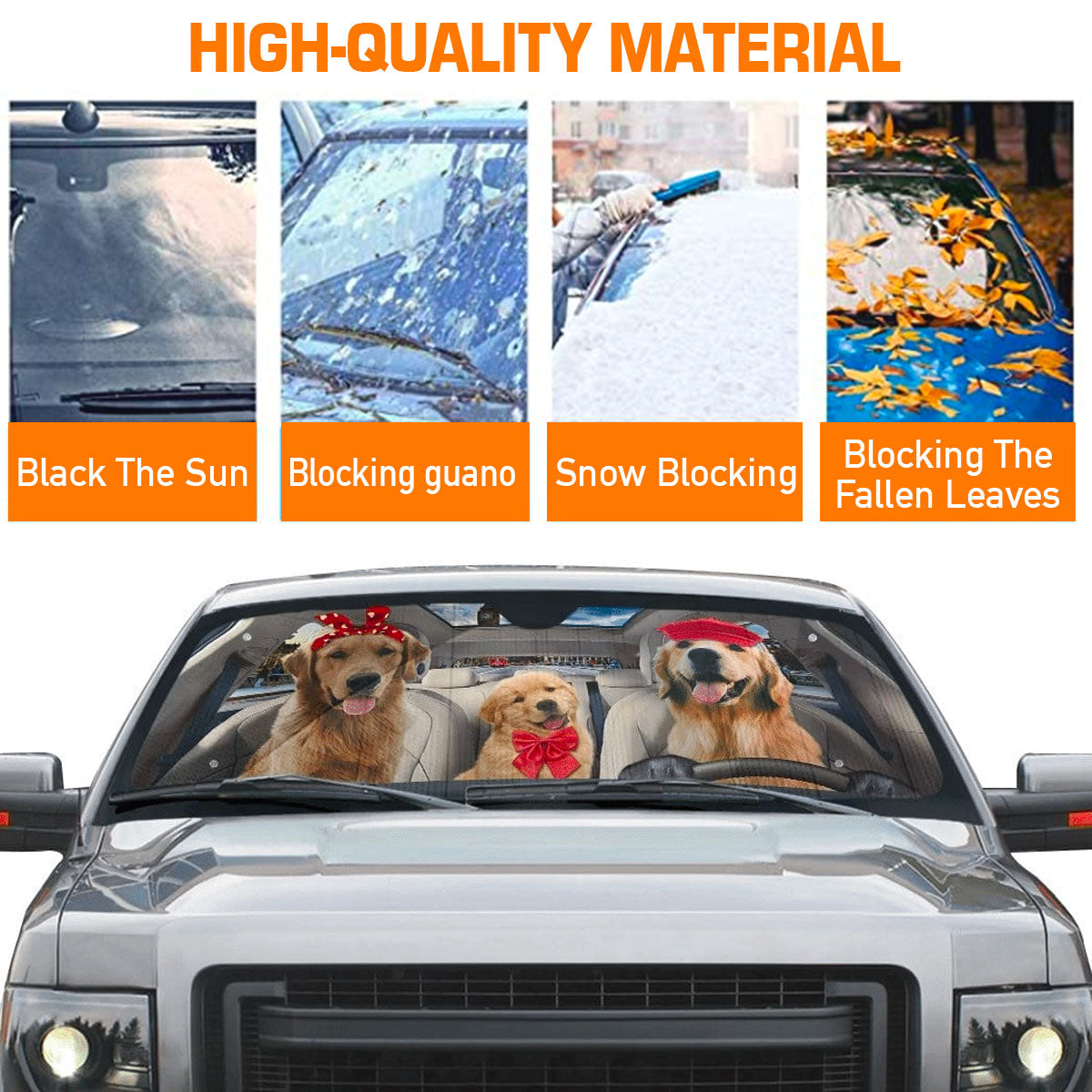 Custom Windshield Sun Shade for Car Golden Retriever Dog Driver Car Sun Shade - Car Accessory