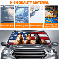 Thumbnail for Custom Windshield Sun Shade for Car Horse American Flag Car Sun Shade - Car Accessory