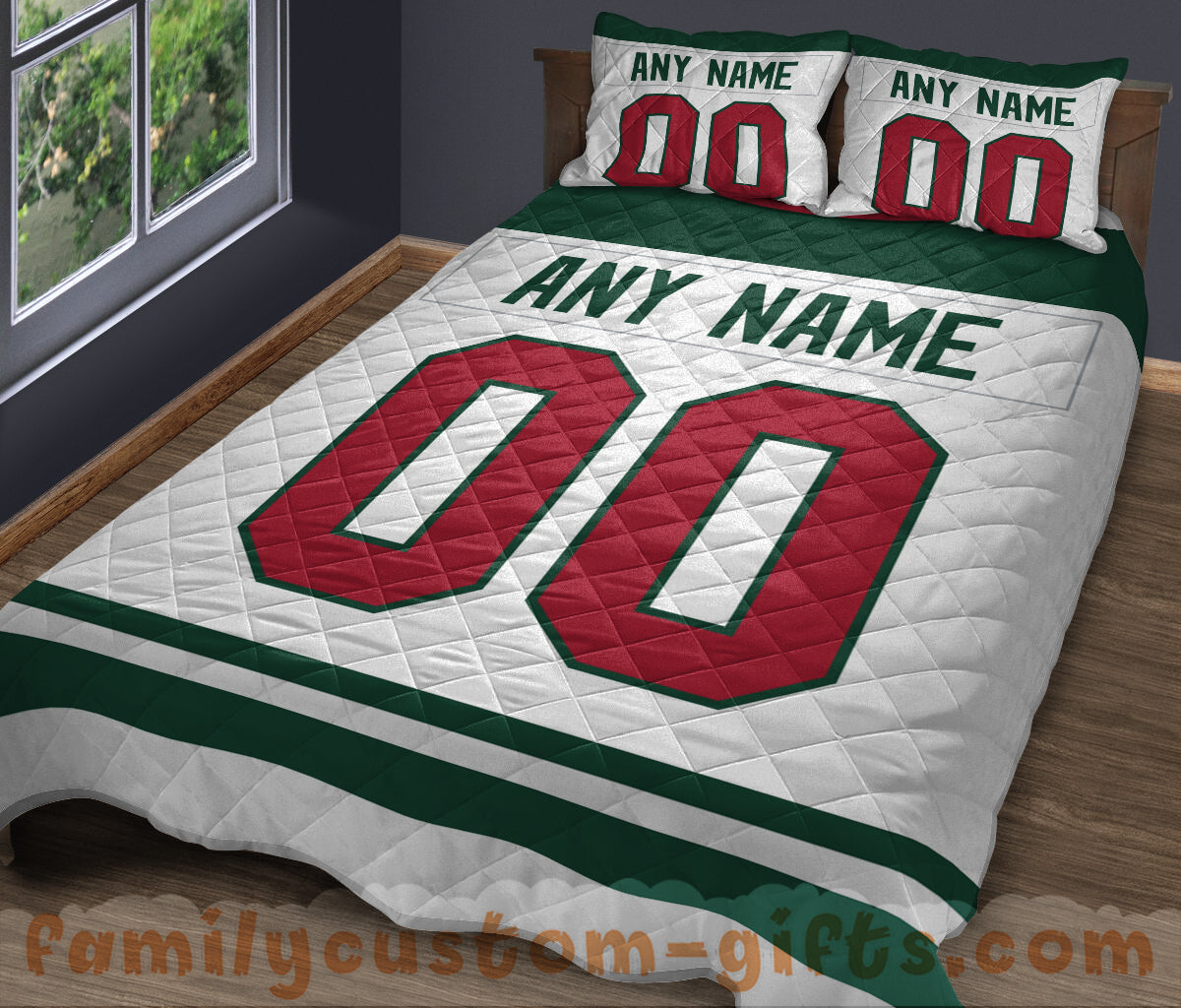 Custom Quilt Sets Minnesota Jersey Personalized Ice hockey Premium Quilt Bedding for Men Women