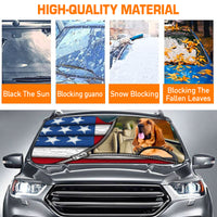 Thumbnail for Custom Windshield Sun Shade for Car Bloodhound Driver American Flag Zipper Car Sun Shade
