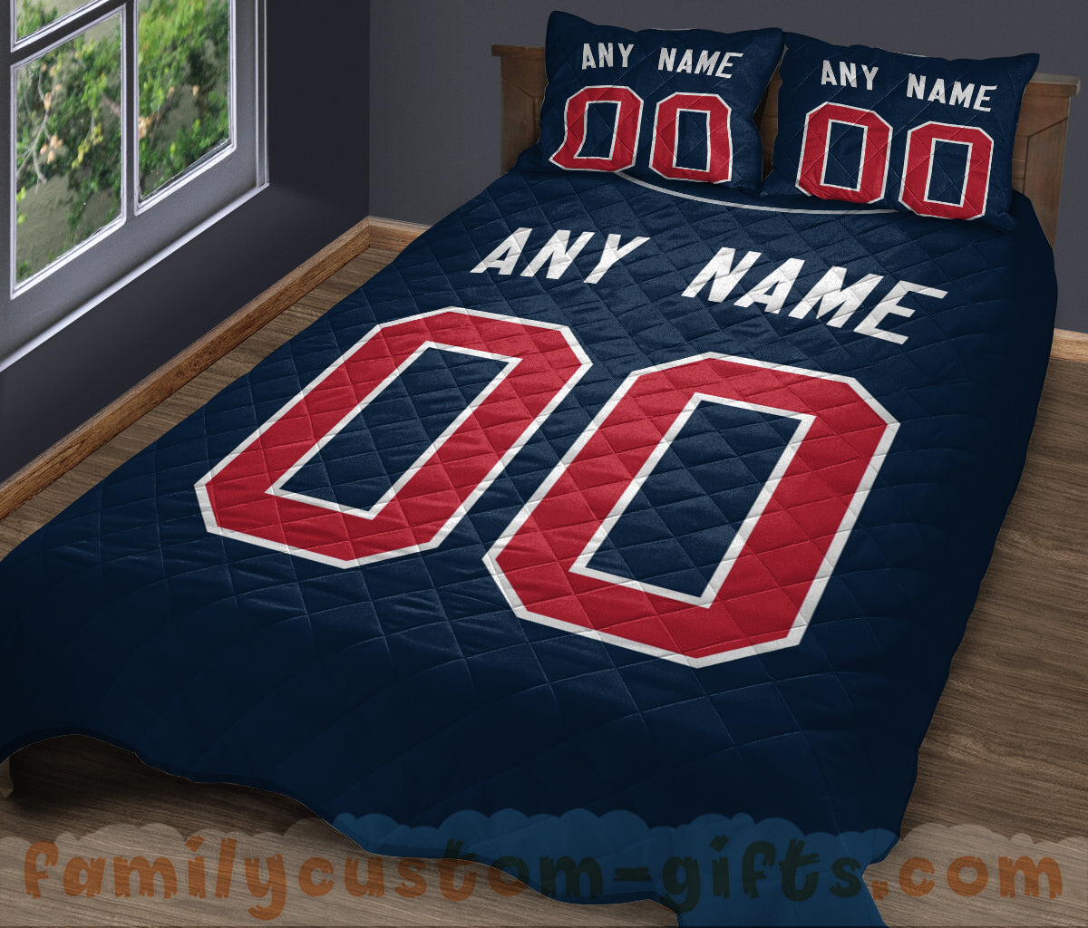 Custom Quilt Sets Atlanta Jersey Personalized Baseball Premium Quilt Bedding for Boys Girls Men Women