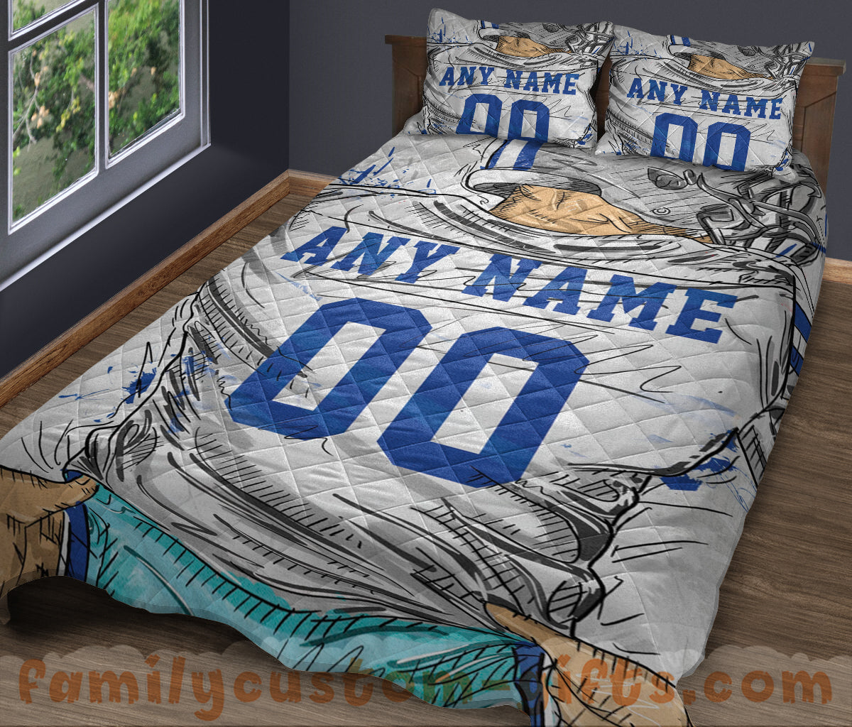 Custom Quilt Sets Dallas Jersey Personalized Football Premium Quilt Bedding for Boys Girls Men Women