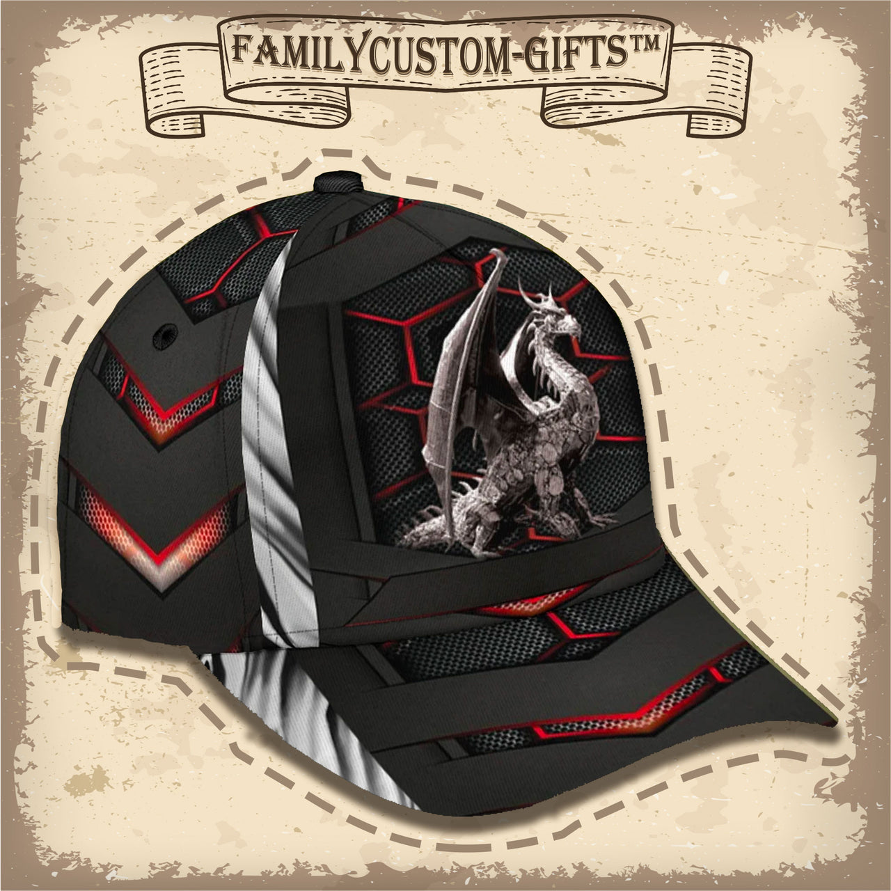 Cool Dragon Custom Hats for Men & Women 3D Prints Personalized Baseball Caps