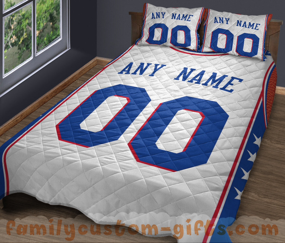 Custom Quilt Sets Philadelphia Jersey Personalized Basketball Premium Quilt Bedding for Men Women