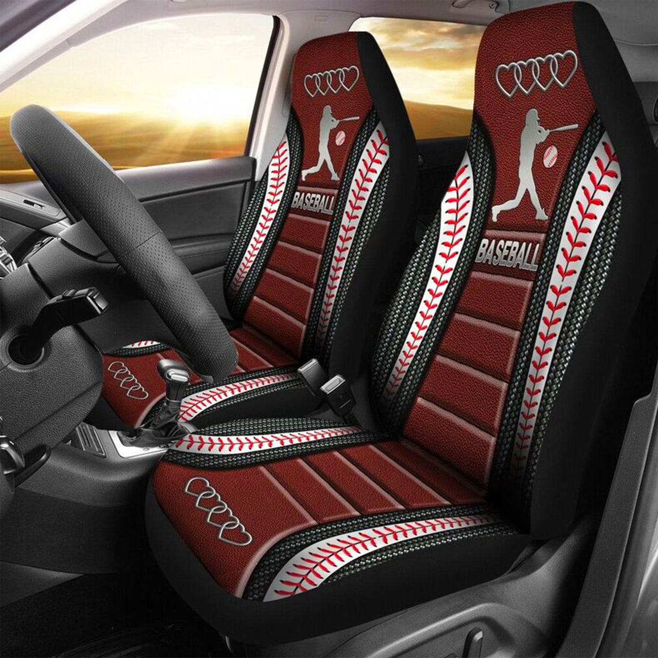 Custom Car Seat Cover Baseball Red Leather Seat Covers for Cars