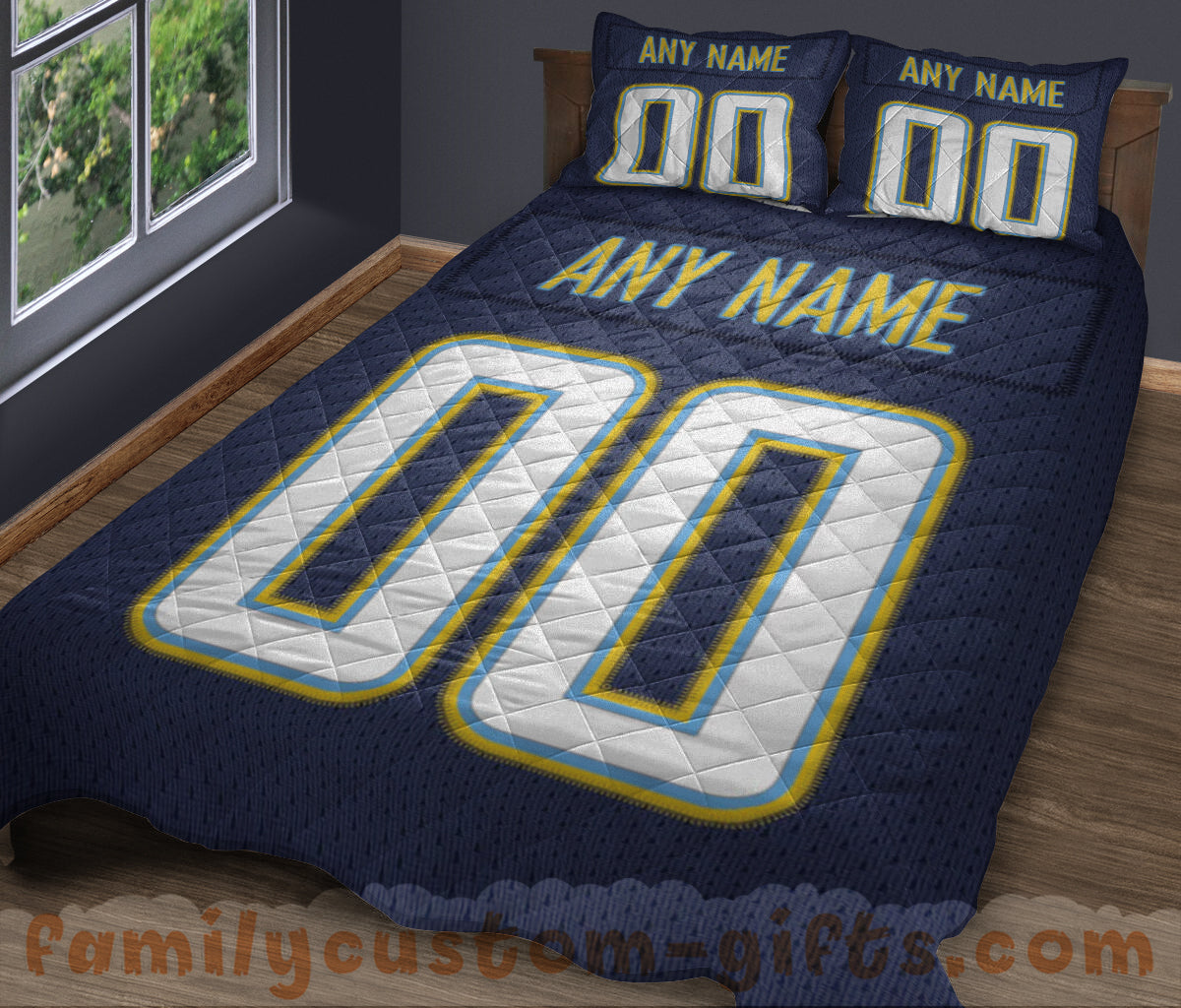 Custom Quilt Sets Los Angeles Jersey Personalized Football Premium Quilt Bedding for Men Women