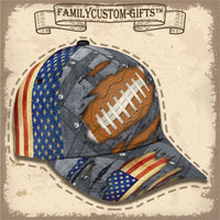 Thumbnail for Football American Flag Vintage Custom Hats for Men & Women 3D Prints Personalized Baseball Caps