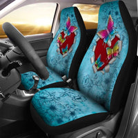 Thumbnail for Custom Car Seat Cover Blue Butterfly Ripped Heart Vintage Seat Covers for Cars