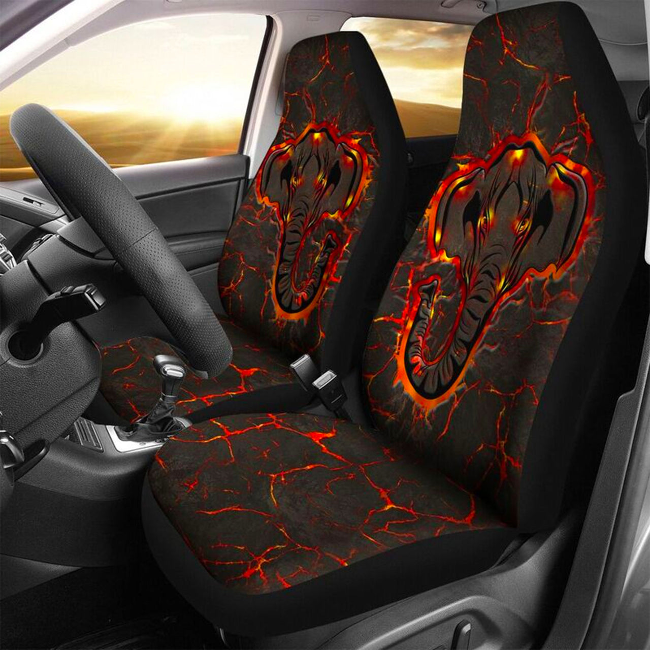 Custom Car Seat Cover Elephant In Laka Crack Ground Seat Covers for Cars
