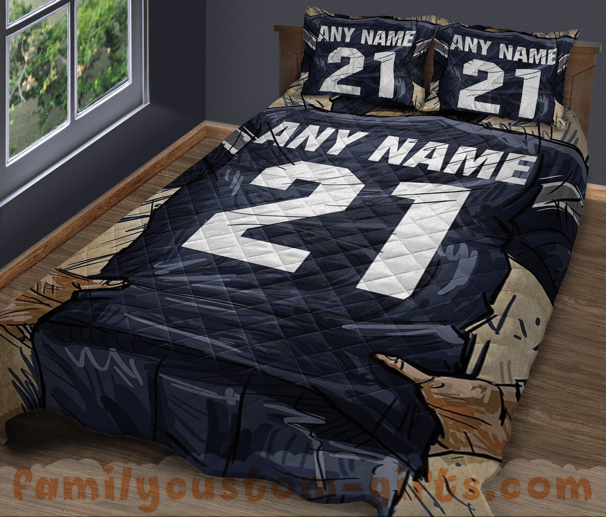 Custom Quilt Sets Dallas Jersey Personalized Football Premium Quilt Bedding for Boys Girls Men Women