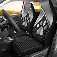 Thumbnail for Custom Car Seat Cover Cat Paw Print 3D Silver Metal Seat Covers for Cars