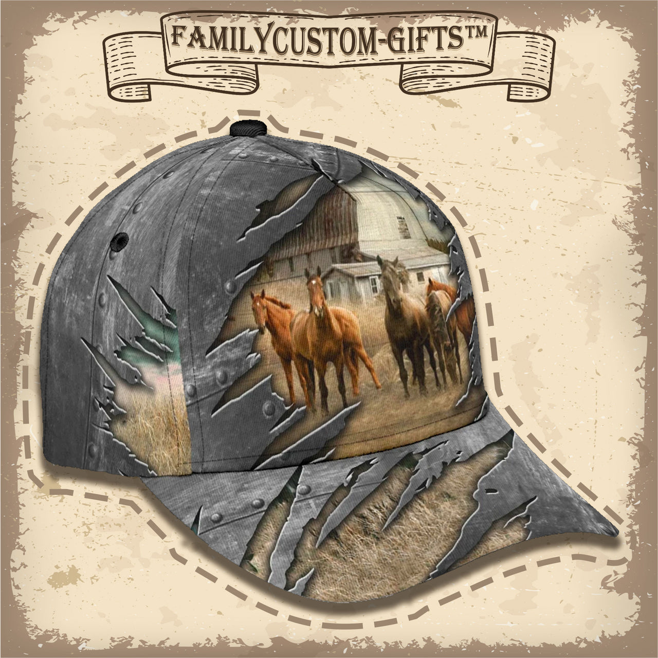 Galloping Horse Custom Hats for Men & Women 3D Prints Personalized Baseball Caps