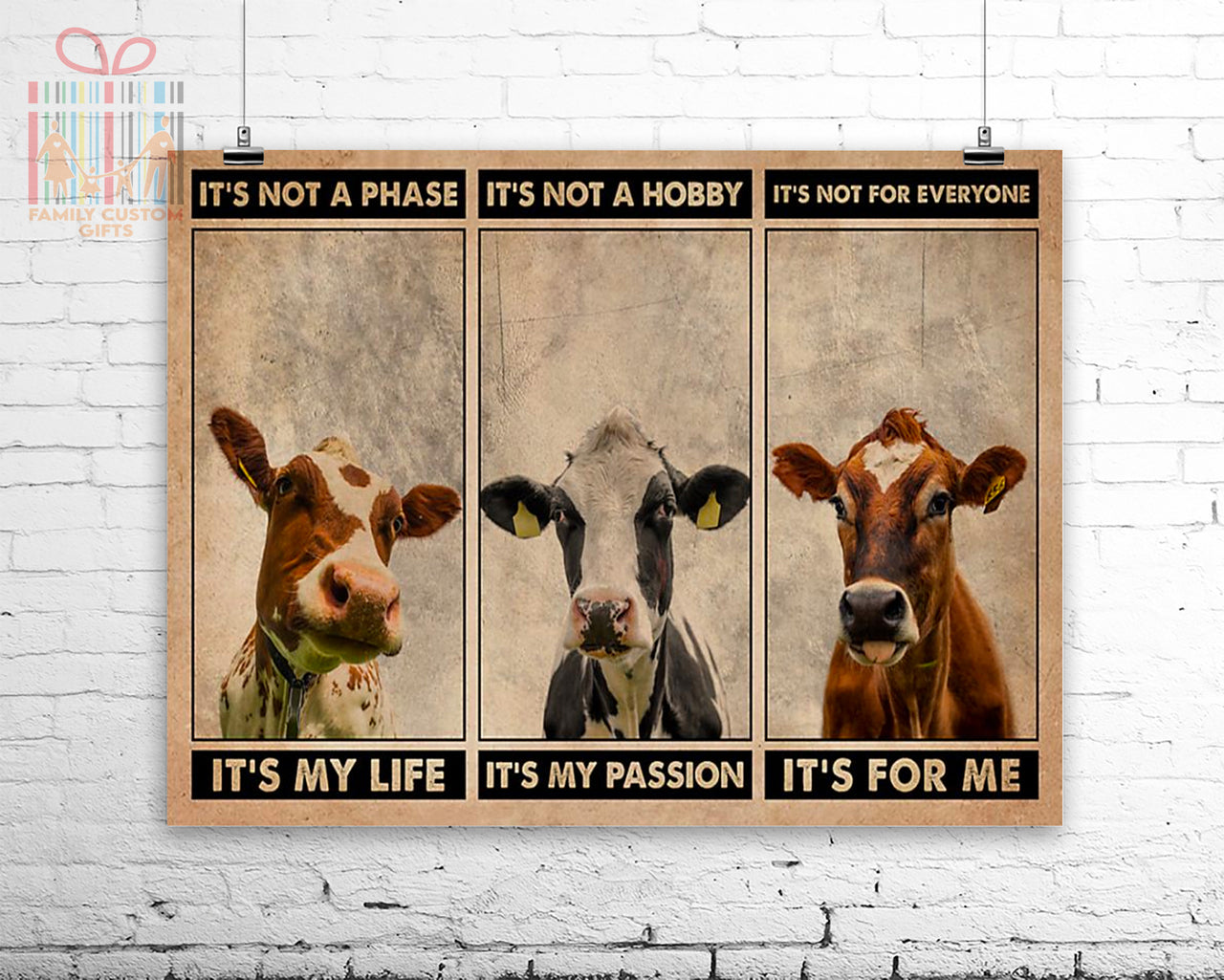 Custom Poster Prints Wall Art Cow Cattle It's Not A Phase Personalized Gifts Wall Decor