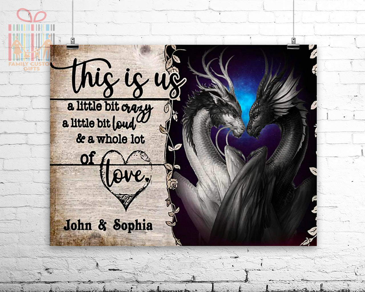 Custom Poster Prints Wall Art Dragon A Little Bit Personalized Gifts Wall Decor - Gift for Her & Him